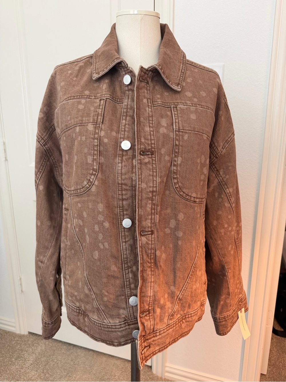 Pilcro deer print Brown Patch-Pocket Denim Jacket